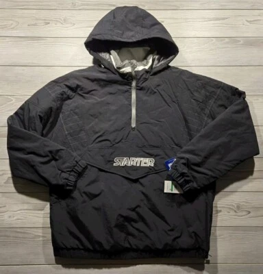Chaqueta Starter Classic Logo Cuarto Cremallera Con Capucha Negra Para Hombre Talla Grande Foto 1 de 4