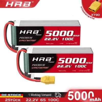 2Stück 22,2V 6S 5000mAh Lipo Batterie mit XT90 für RC Hubschrauber Flugzeug Auto - Bild 1 von 4