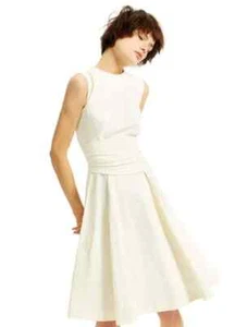 VESTIDO SPORTMAX MAX MARA ITALIA MARFIL SIN MANGAS ACANALADO PLISADO AJUSTE Y ACAMPANADO 2/4 - Imagen 1 de 21
