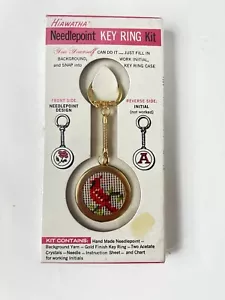 Vintage cardinal Key ring Needlepoint Kit hiawatha Initial NEW Acetate Crystals - Picture 1 of 6