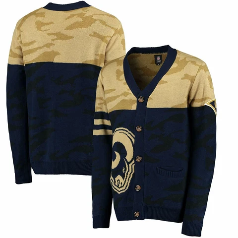 KLEW Men's NFL Los Angeles Rams Camouflage Cardigan Cover