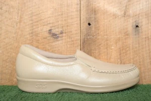 SAS 'Twin' Beige Leather Dual Gore Moc Toe Loafers Women's Sz. 7.5 M - Picture 1 of 10