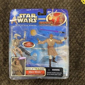 STAR WARS Mace Windu with Blast Apart Battle Droid ATTACK OF THE CLONES 2002 - Picture 1 of 3