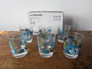 6 x IKEA GODIS Dolphins Flowers 1970s Type Glasses Retired Edholm Ullenius 18314 - Picture 1 of 21