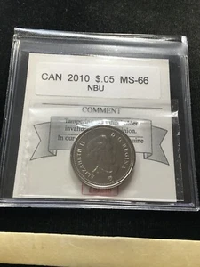 2010  Coin Mart Graded Canadian, Five Cent, **MS-66 NBU** - Imagen 1 de 8