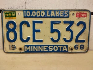 Vintage Minnesota License Plate 1968 Embossed Metal - Picture 1 of 5