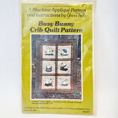 忙碌的兔子婴儿床被子图案你的真正复古 70 年代机器贴花 — 第 1/4 张图片