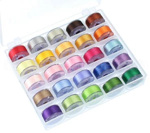 25 Color Prewound Bobbins Set - Size A (Class 15) - 60wt Embroidery Thread - Picture 1 of 3