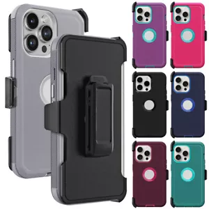 For iPhone 13 Pro Max Phone Case Heavy Shockproof Hybrid Hard Cover / Belt Clip - Picture 1 of 54