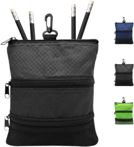 Golf Pouch Bag for Valuables Tee Color with 4 Golf Pencil Pack, Zippered Pocket - Picture 1 of 12