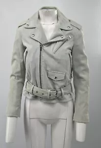 Iro Retail-$1590 'Bluii Bleached Blue' Guape Suede Moto Short Jacket sz 38 - Picture 1 of 4