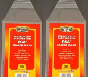100 Cardboard Gold Perfect Fit Graded Slab Card Sleeves Fast Ship - Picture 1 of 2