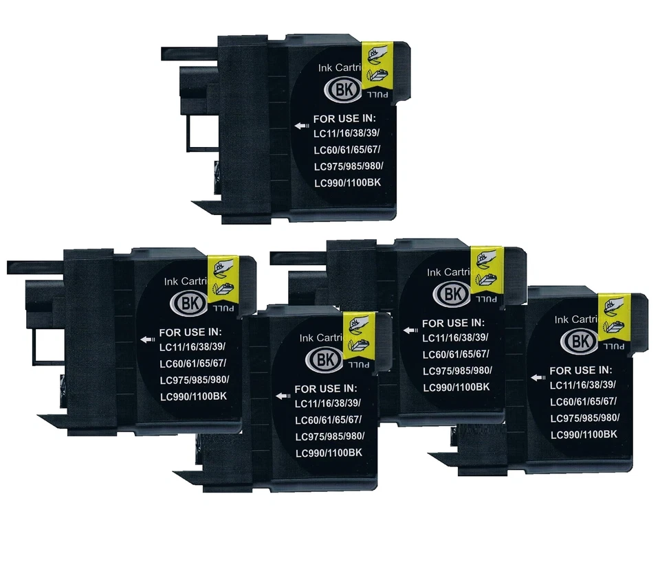 5 Schwarze Druckerpatronen für MFC250C MFC290C MFC295CN ersetzt BROTHER LC980 - Bild 1 von 1