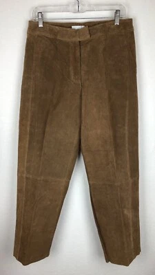 Nuevos pantalones de cuero para mujer Chadwicks 14P marrón 34W 29L tiro alto pierna ancha forrados Foto 1 de 4