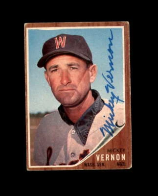 Mickey Vernon Hand Signed 1962 Topps Washington Senators Autograph - Image 1 of 2