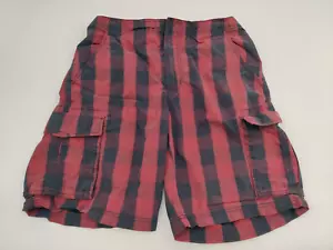 LL Bean Shorts Mens Size 32W Short Plaid Swim Trunks VTG 90s Red Black - Picture 1 of 11