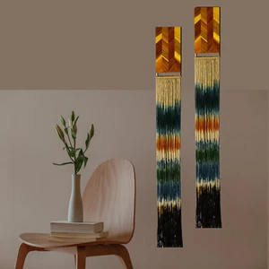 Der edle Makramee-Wandbehang 17,5 x 153 cm Wasserfall Design, Textil Kunst, Garn - Bild 1 von 10