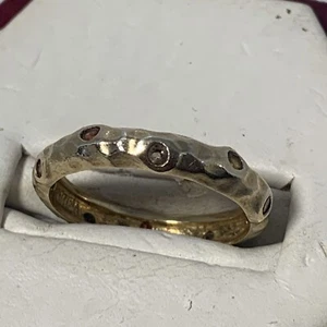 Sterling Silver Vermeil - CZ Cubic Zirconia Gypsy Flush Band Ring Size 8 2a - Picture 1 of 4