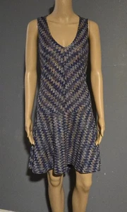 Maeve Dress Womens Small Blue Chevron Stripe Sleeveless V-Neck Boho Flowy - Picture 1 of 11