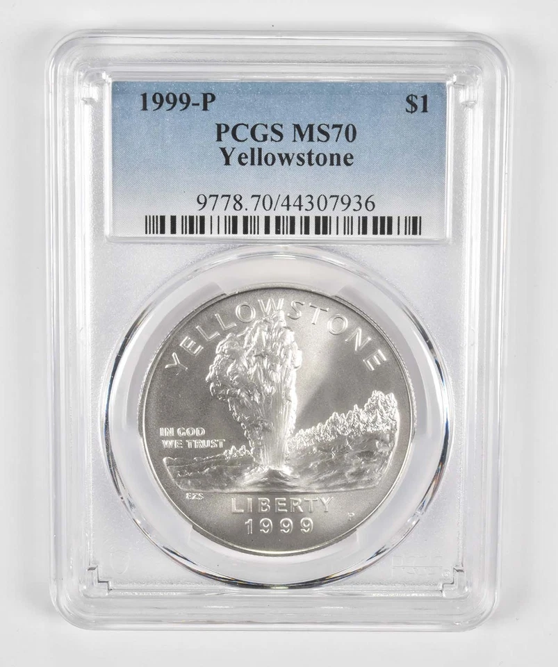 MS70 1999-P Yellowstone Commemorative Silver Dollar PCGS Blue Label *8261 - Image 1 of 4