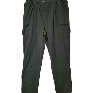 King Size Mens Cargo Pants Sz 2XL 38 Black Elastic Waist Tie Front 100% Cotton - Picture 1 of 12