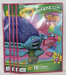4 Pack of Crayola Giant Coloring Pages DreamWorks Trolls 18 Page Books NEW - Picture 1 of 4