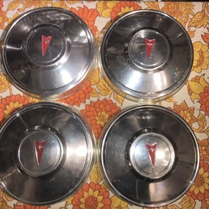 1976 1977 1978 1979 1980 1981 Pontiac Dog Dish HUBCAPS 10 1/2" Set of 4 Hub Caps - Picture 1 of 8