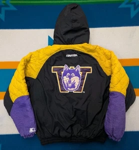 Chaqueta acolchada vintage Washington Huskies Starter con capucha aislada cremallera completa XL - Imagen 1 de 8