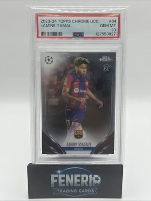 2023-24 Topps Chrome клубные соревнования УЕФА - Lamine Yamal #64 (RC) PSA 10 - Изображение 1 из 2