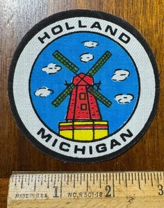 Aufnäher Bügelbild Holland Michigan Windmill Souvenir Windmühle Kreis rund - Bild 1 von 2
