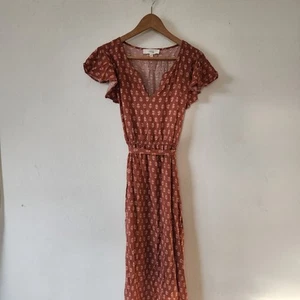 Lucky Brand Large Maxikleid Orange Geometrisch 100% Viskose Kurzarm - Bild 1 von 6
