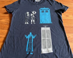 Threadless T Shirt Doctor Who Bill and Ted 2012 Medium Girly 10th Doctor TARDIS - Picture 1 of 4