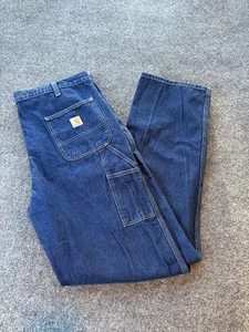 Pantalones de trabajo Carhartt Jeans para hombre 38x36 azul peto calce carpintero lazo martillo - Imagen 1 de 11