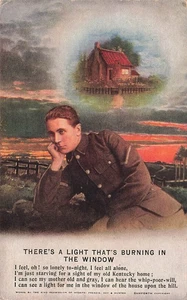 1.WK SOLDAT TRÄUME VON HEIMAT LICHT BRENNT IM FENSTER 1918 POSTKARTE 110525 U - Bild 1 von 2