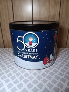 50 Years A Charlie Brown Christmas EMPTY Popcorn Tin Snoopy 2015 Smaller Size  - Picture 1 of 8
