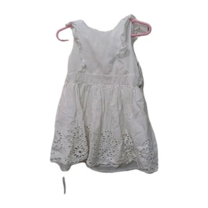Disney Girls White Eyelet Dress 2T Ruffle Sleeves, Button Back, Floral Hem - Picture 1 of 7