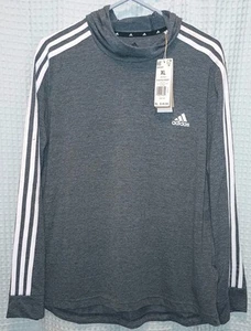 NUEVO CON ETIQUETAS ADIDAS Mujer XL Gris Blanco Rayas Suave Ligero Capucha - Imagen 1 de 10