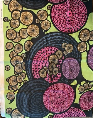 IKEA Cilla Ramnek 2008 Canvas Fabric Geometric Abstract Spiral Psychedelic 1 yd - Image 1 of 4