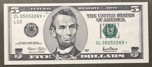 2001 $5 FRN ~SAN FRANCISCO~ GEM GRADE STAR NOTE ⭐Fr. 1988-L* ~SN# CL 0505 2269 * - Picture 1 of 2