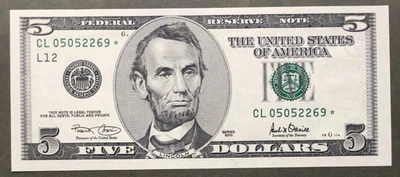 2001 $5 FRN ~SAN FRANCISCO~ GEM GRADE STAR NOTE ⭐Fr. 1988-L* ~SN# CL 0505 2269 * - Image 1 of 2