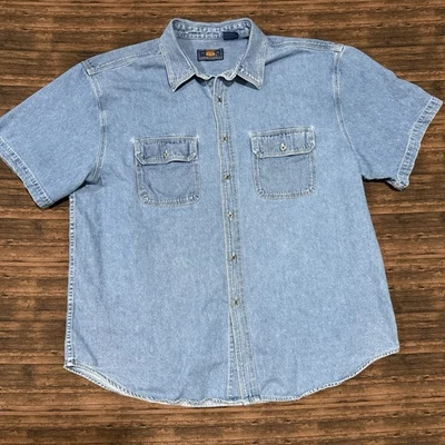 Denim vintage Route 66 manga corta abotonada para hombre TALLA 2XL lavado medio Foto 1 de 4