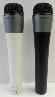 2x Microsoft Xbox 360 Official Microphones Black And White Singstar Etc - Image 1 of 3