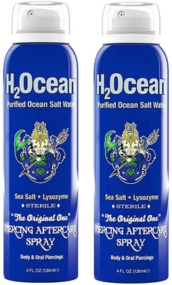 H2Ocean 穿孔后护理喷雾,盐水喷雾用于穿孔清洁解决方案, — 第 1/4 张图片