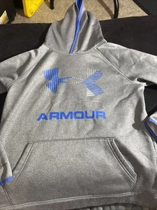 Youth Size Large Cool Gear Under Armour Hoodie Gray And Blue - Zdjęcie 1 z 10