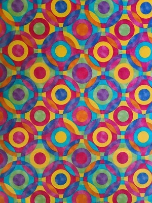  New BTY X 45"W Novelty Circles Multicolored Brights Quilting Sewing Crafting - Image 1 of 3