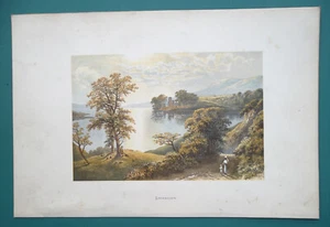 SCOTLAND Lochmaben w/ Ruined Castle - 1882 Color Litho Print - Picture 1 of 1