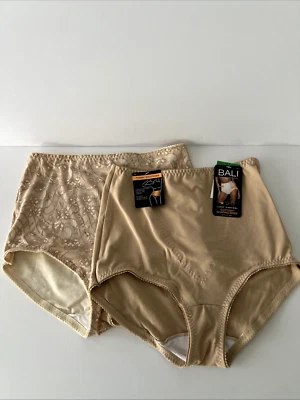 NUEVO Paquete de 2 calzoncillos moldeadores de algodón con control de luz para mujer Bali grandes beige DFX037 Foto 1 de 4