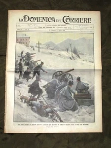 La Domenica del Corriere 28 Febbraio 1909 Gignod Attentato Russia Re su aereo - Picture 1 of 1