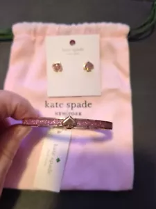 Kate Spade Everyday Spade Bracelet Glitter Rose Gold Tone W/Matching Earrings - Picture 1 of 7