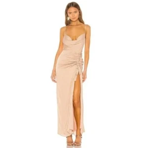 NWT NBD Davis Gown Sleeveless Slit Cowl Neck Maxi Dress Nude Small - Picture 1 of 12